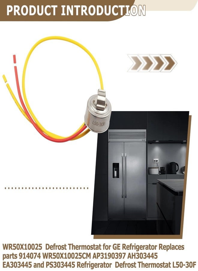 Valorup WR50X10025 L50-30F Defrost Thermostat Fits for GE Refrigerator, Freezer and Refrigerator Defrost Thermostat, Replaces Part Number 914074, WR50X10025CM, AP3190397, AH303445, EA303445 and PS303445 - Image 2